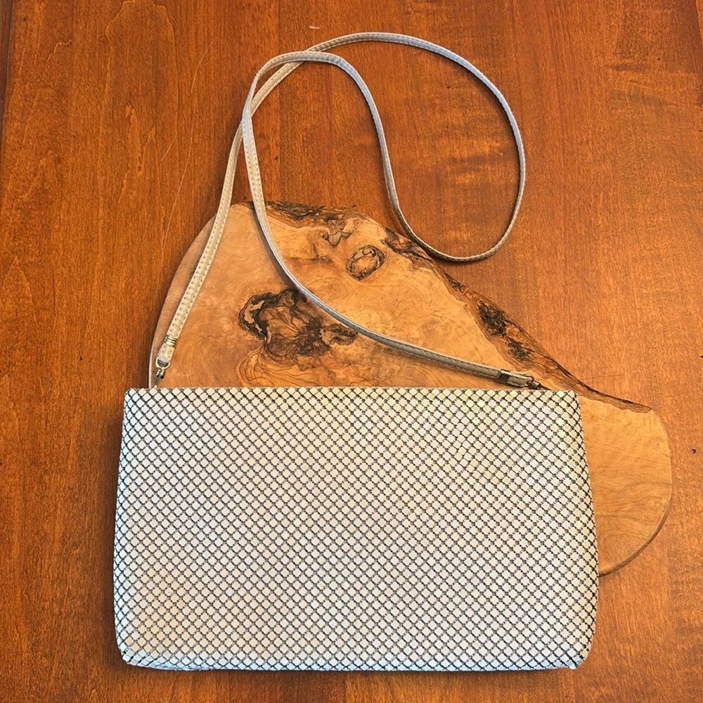 NEW. Whiting and Davis Mesh Metal Crossbody Bag - Gray